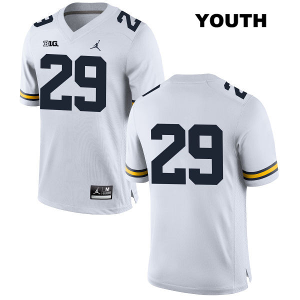 Youth NCAA Michigan Wolverines Brendan White #29 No Name White Jordan Brand Authentic Stitched Football College Jersey YB25O12KO